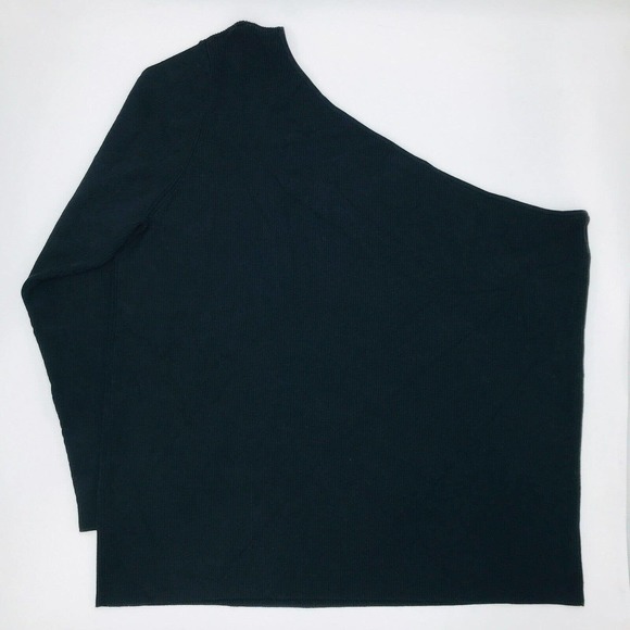 Halogen Women's 3X Sweater Black One Shoulder Ribbed Knit Solid Pullover AK1 - Picture 4 of 4